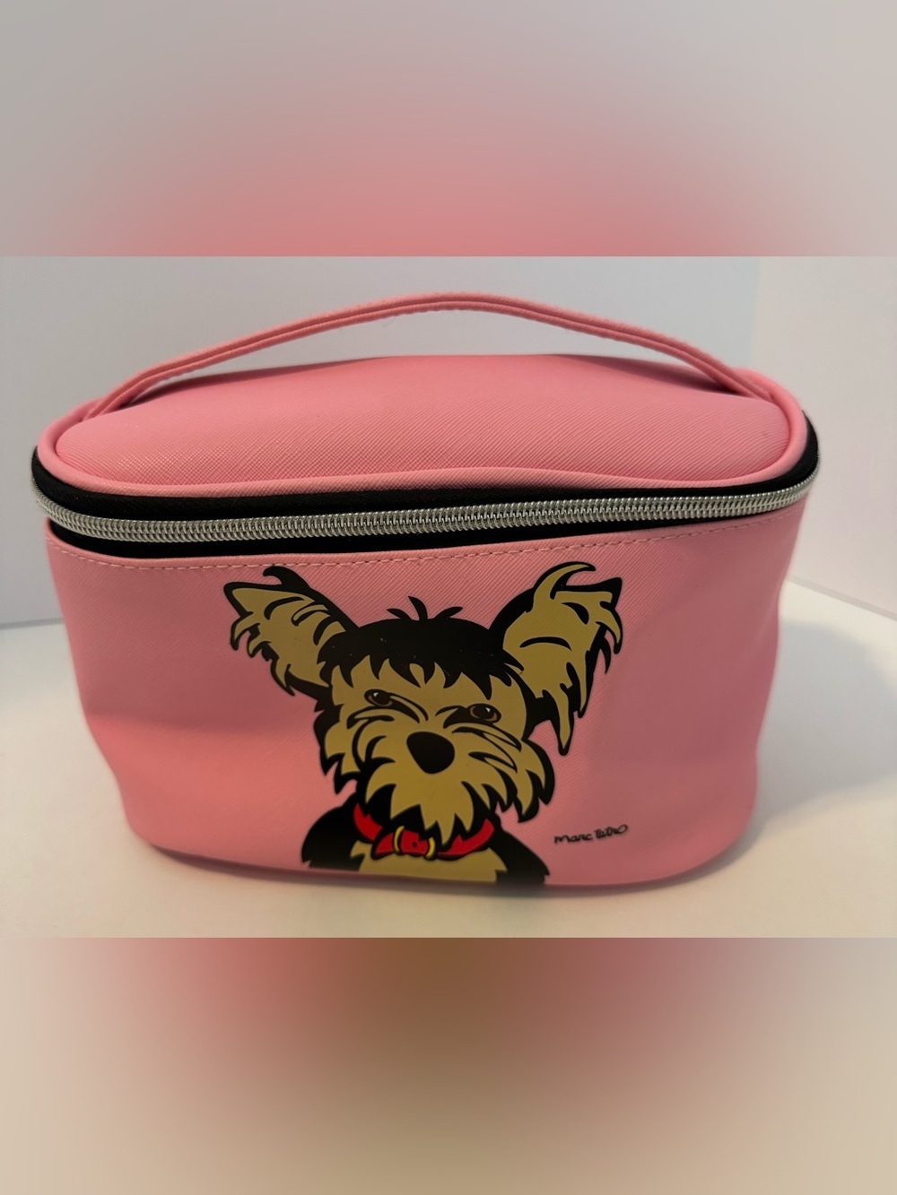 Marc Tetro Yorkie Pink Large Cosmetic Train Case